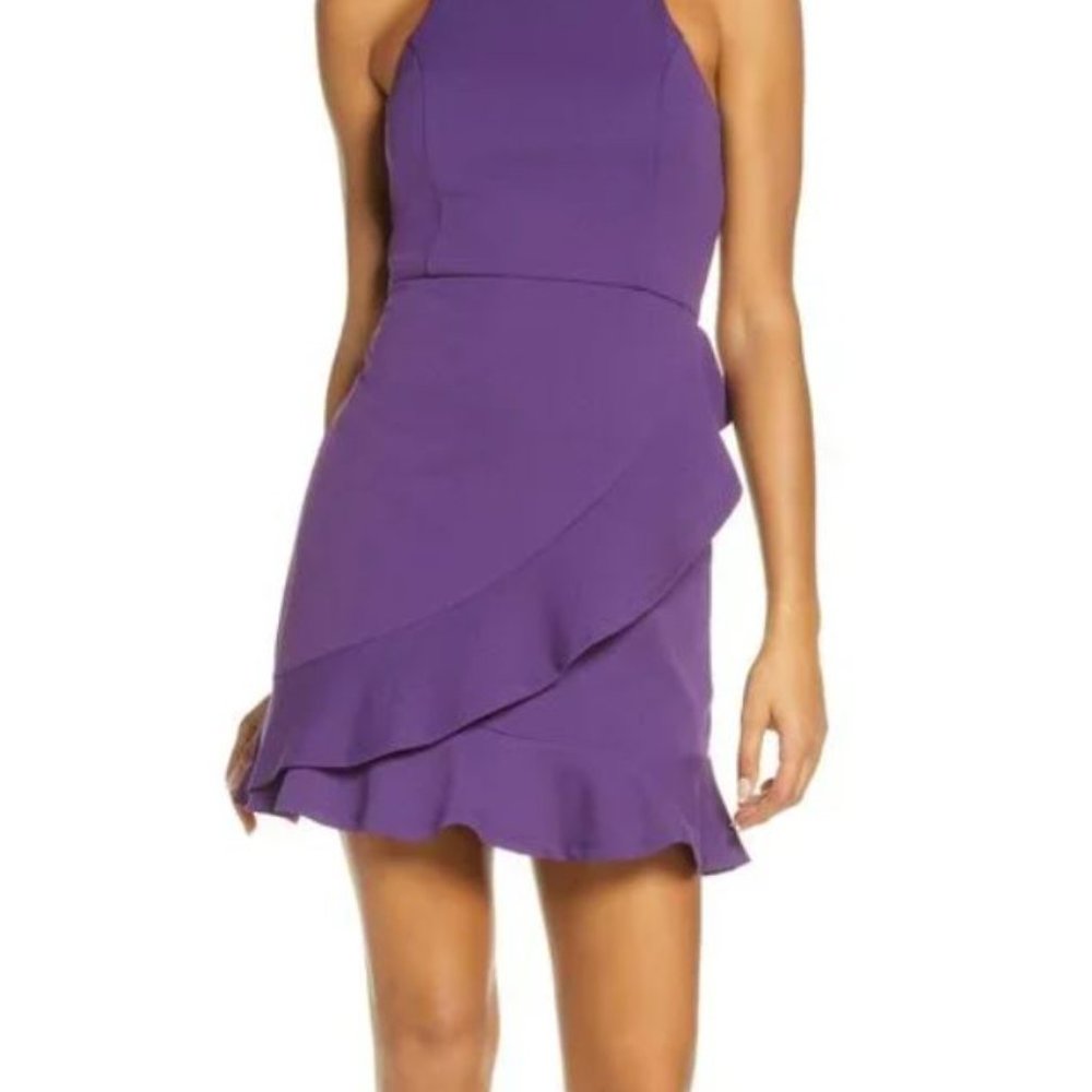 Lulus Great Thing Halter Neck Ruffle Minidress - size M - Picture 1 of 4